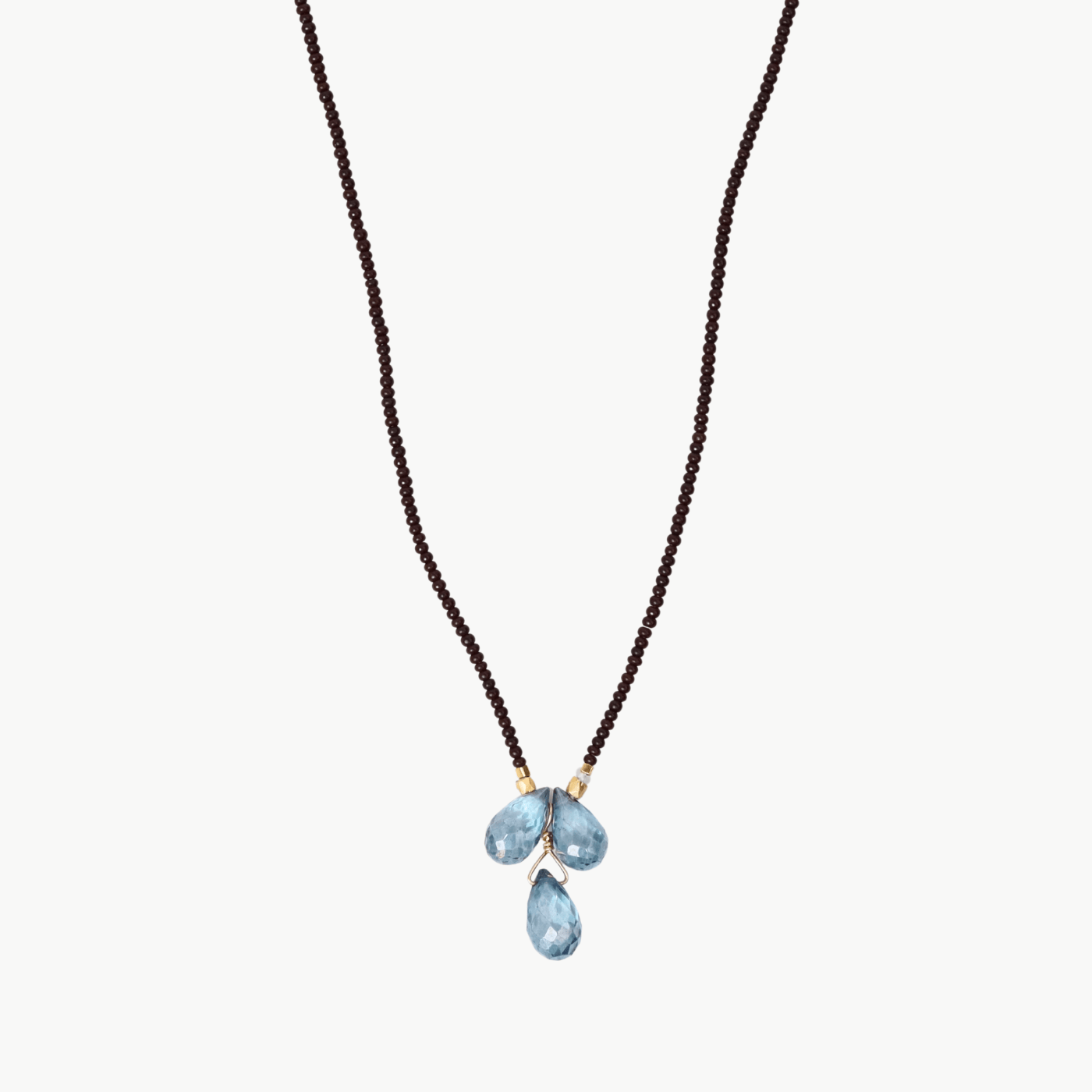 NKL-GF Dark brown seed beads with gold vermeil beads & bl