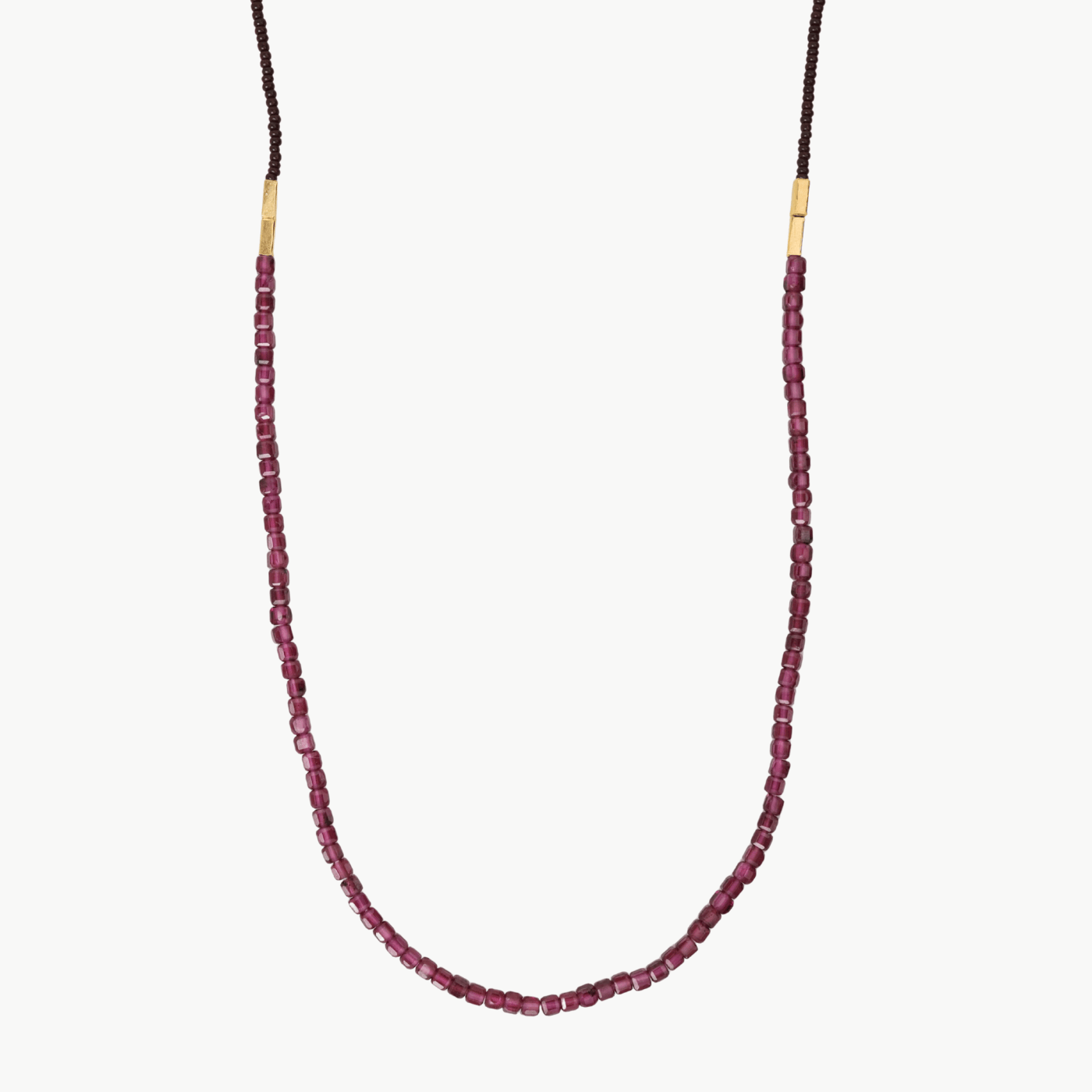 NKL-GF Dark brown seed beads with gold vermeil & tiny gar