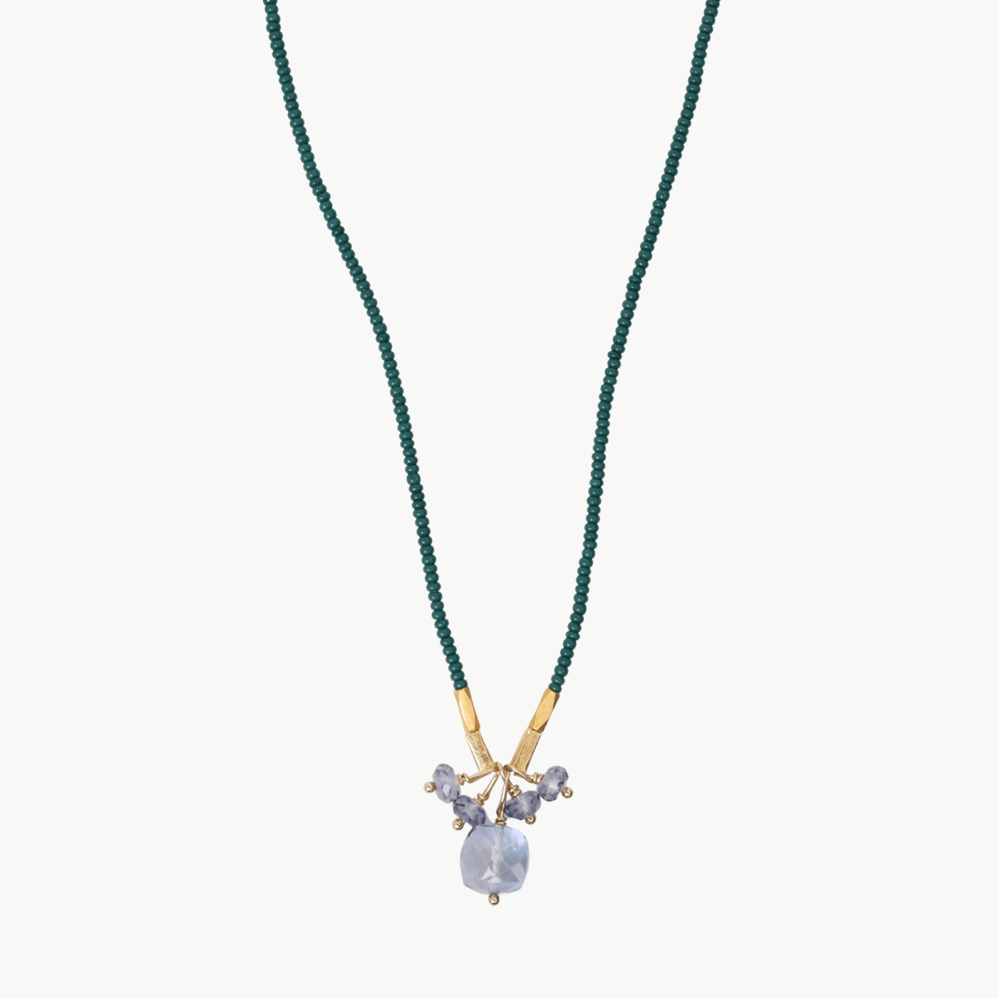 NKL-GF Dark green seed beads with gold vermeil beads & my