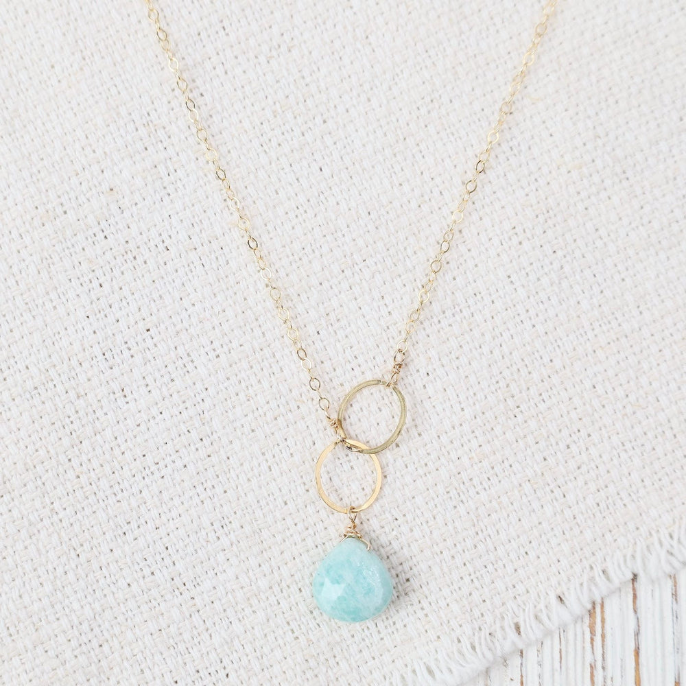 NKL-GF Double Ring Amazonite Drop Necklace