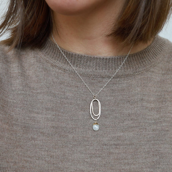 NKL-GF Double Ring Moonstone Pendant Necklace