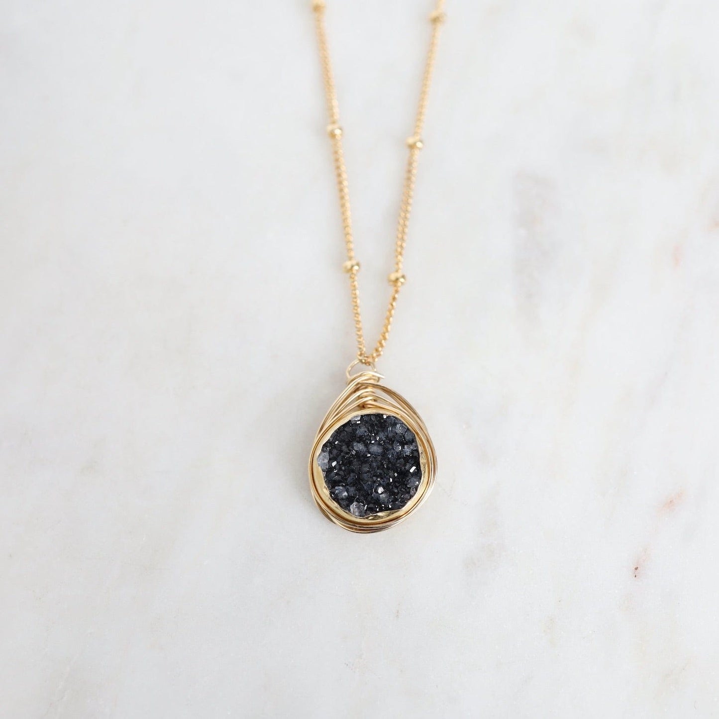 NKL-GF Druzy Drop Necklace