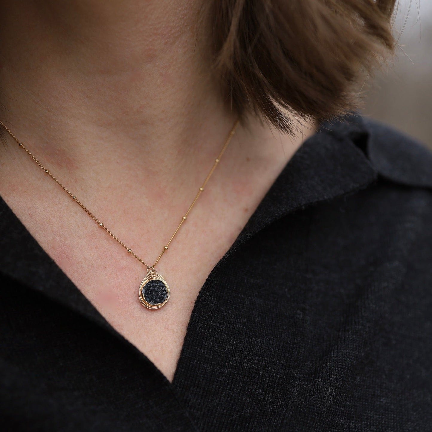 NKL-GF Druzy Drop Necklace