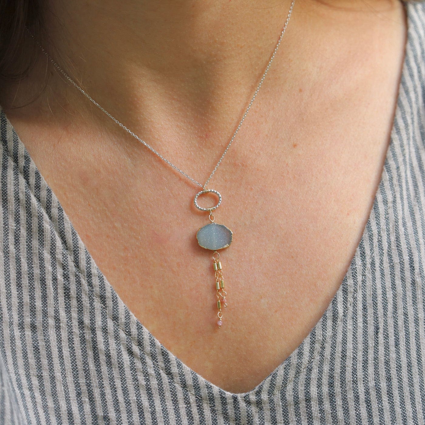 NKL-GF Druzy & Tourmaline Necklace