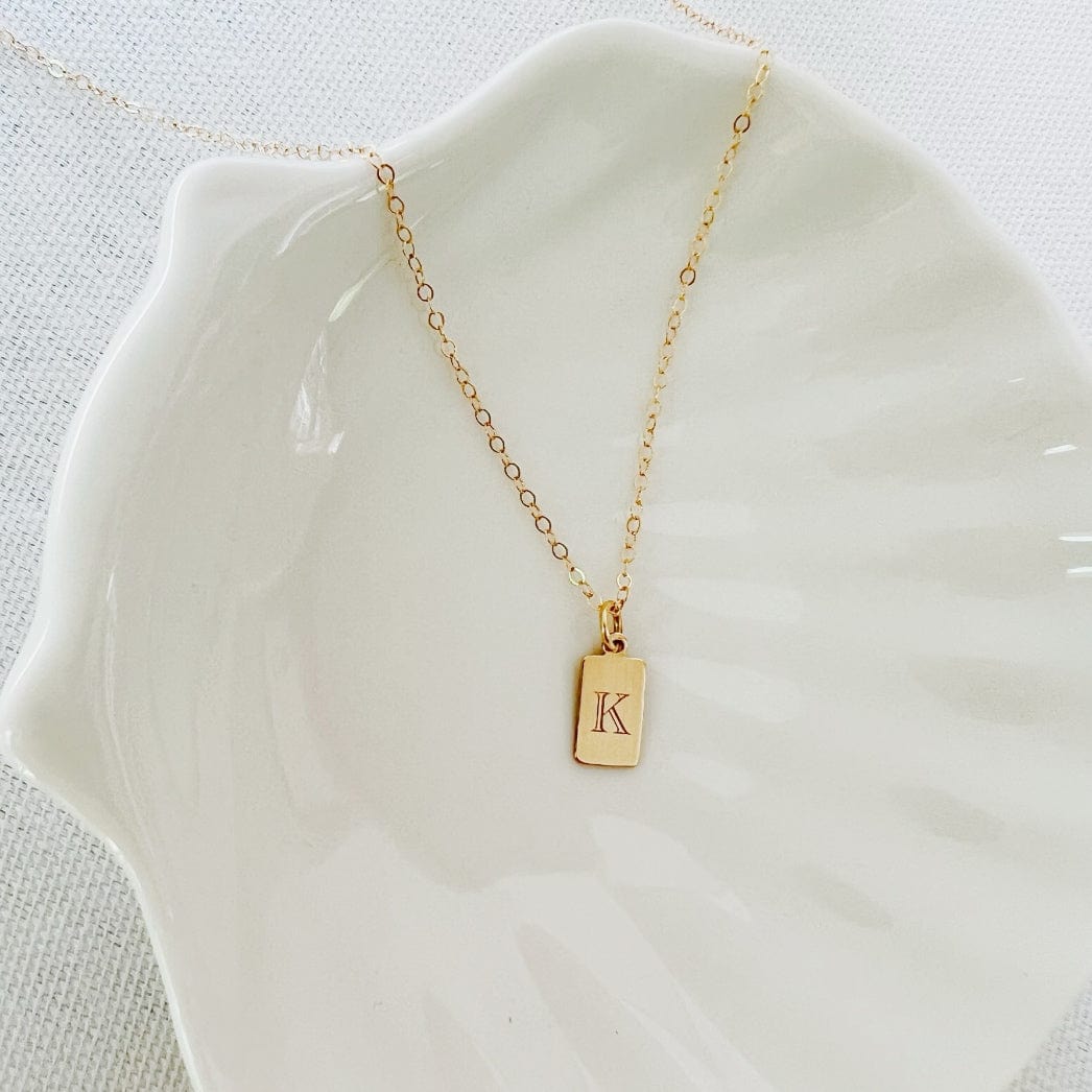 NKL-GF Engraved Mini Initial Tag Personalized Necklace Go