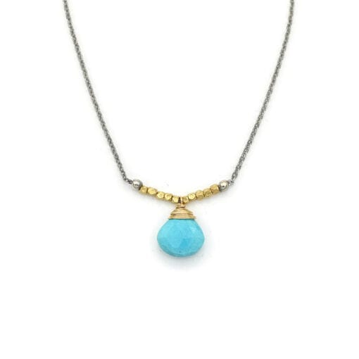 
                      
                        NKL-GF Faceted Turquoise Gold Filled Wrapped Pendant Necklace
                      
                    