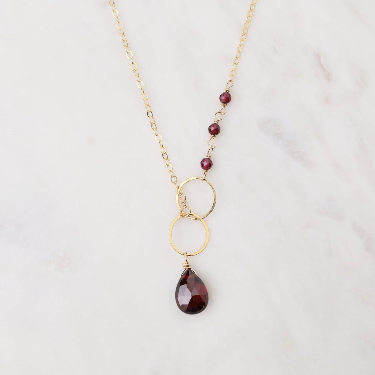 NKL-GF Garnet Asymmetrical Necklace
