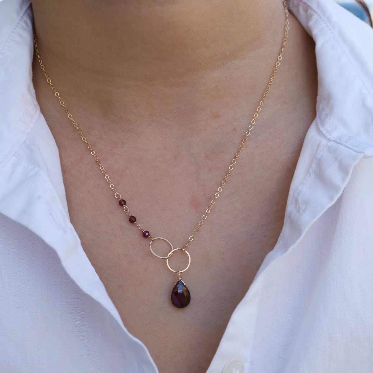 NKL-GF Garnet Asymmetrical Necklace