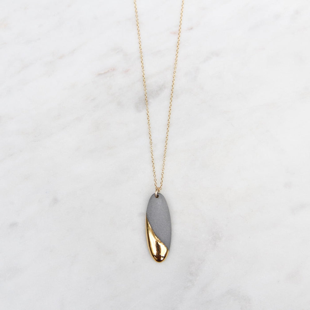 
                      
                        NKL-GF Gold Dipped Long Oval Necklace - Grey
                      
                    