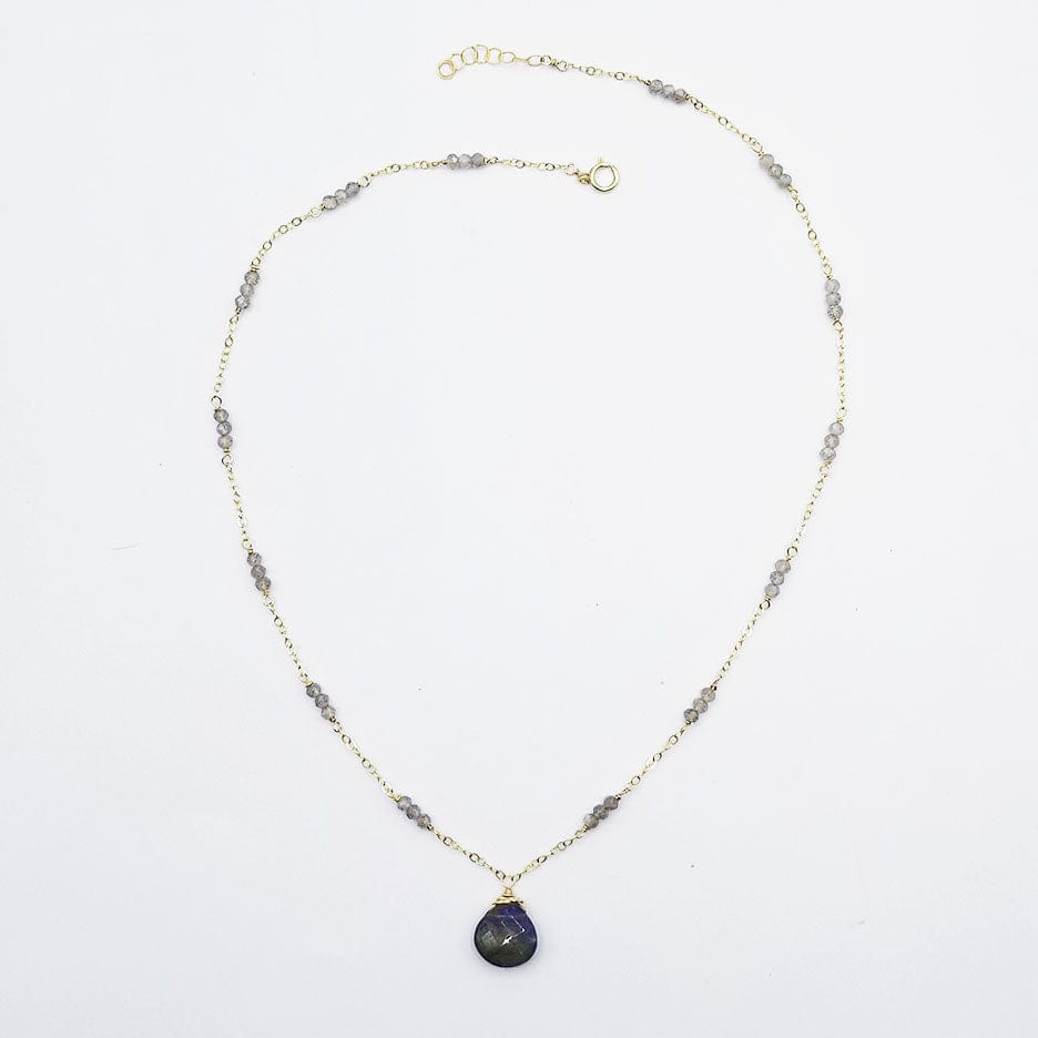 Load image into Gallery viewer, NKL-GF Gold Fill and Labradorite Drop Necklace
