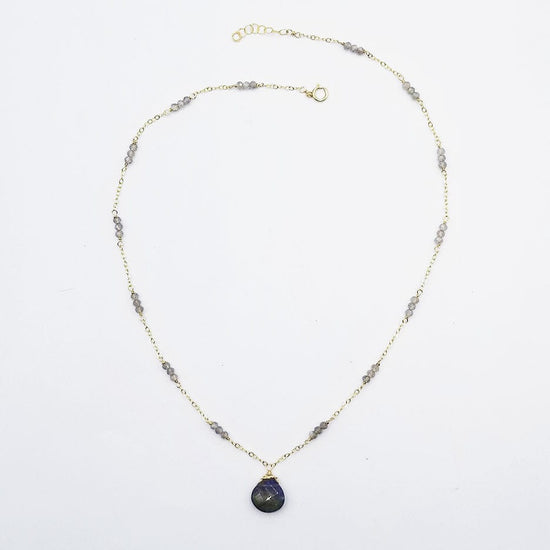 Load image into Gallery viewer, NKL-GF Gold Fill and Labradorite Drop Necklace
