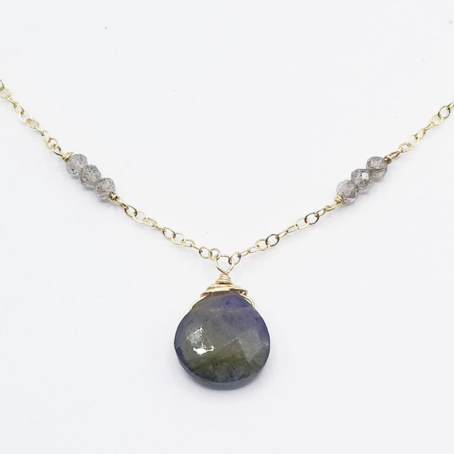 NKL-GF Gold Fill and Labradorite Drop Necklace