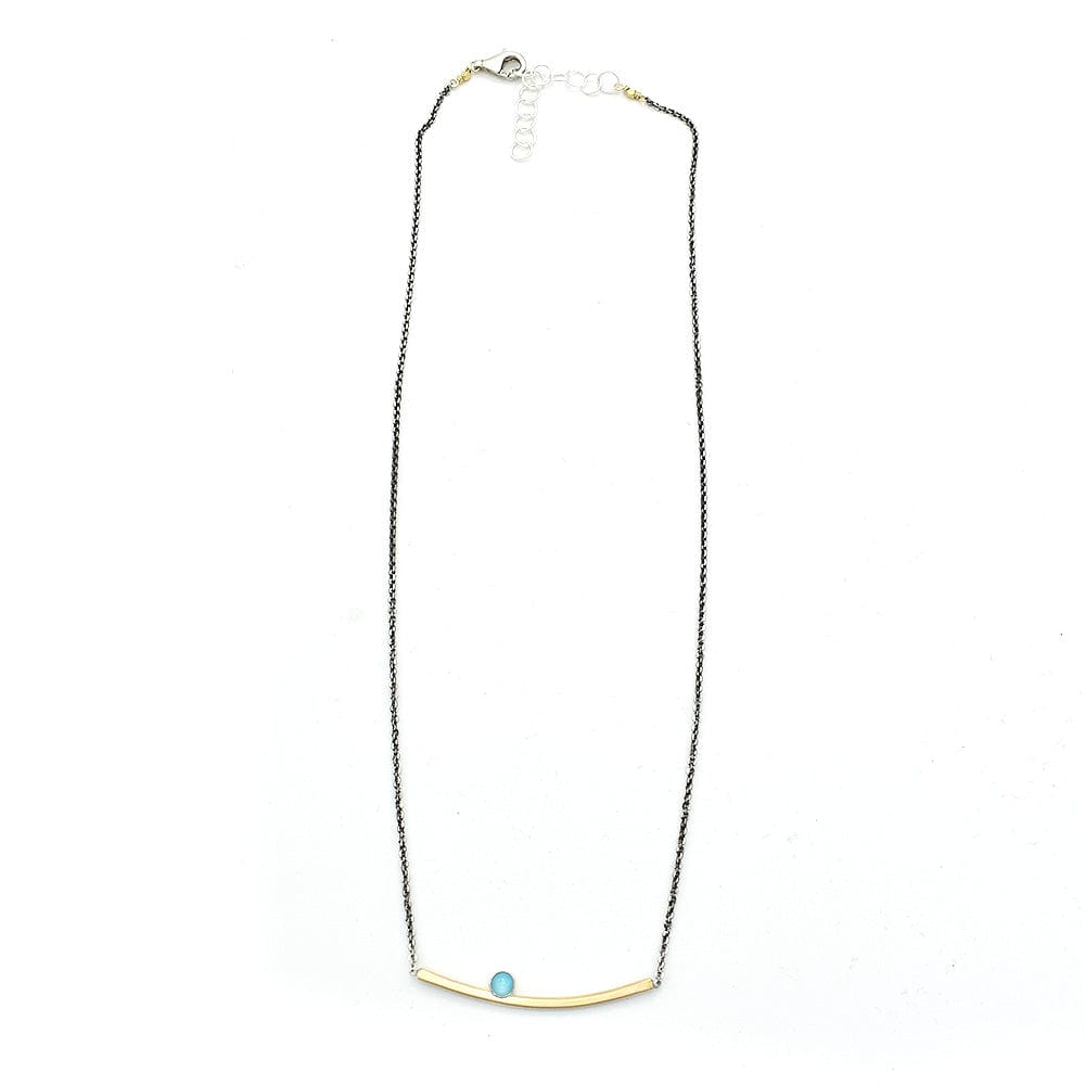 
                      
                        NKL-GF Gold Fill Bar with Turquoise Dot Necklace
                      
                    