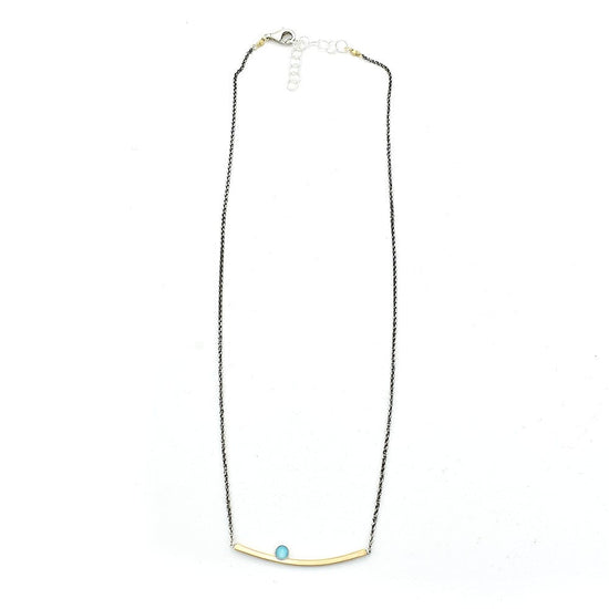 NKL-GF Gold Fill Bar with Turquoise Dot Necklace