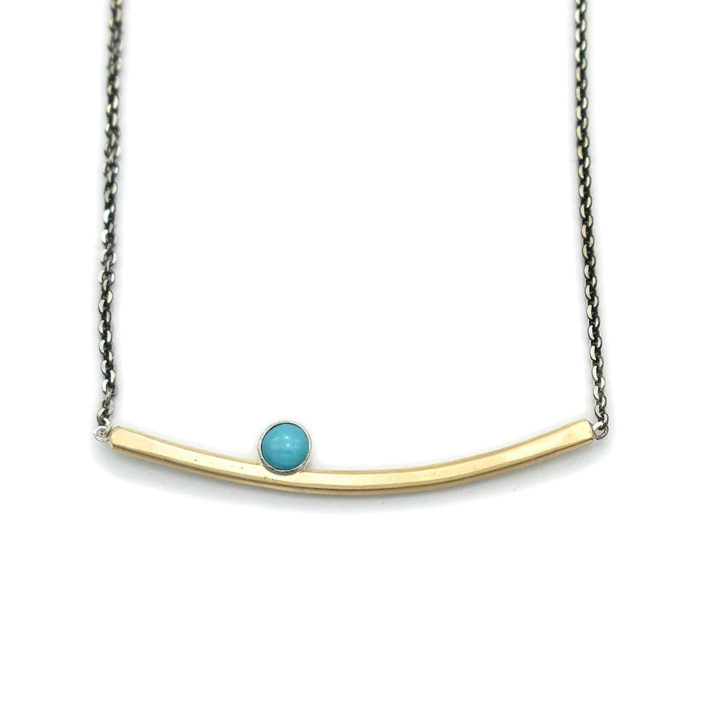 NKL-GF Gold Fill Bar with Turquoise Dot Necklace