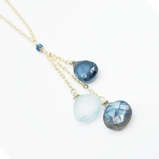 Load image into Gallery viewer, NKL-GF Gold Fill Blue Drops Necklace
