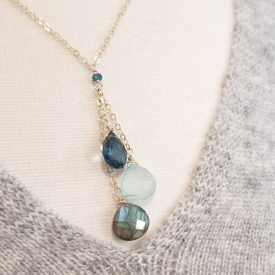 NKL-GF Gold Fill Blue Drops Necklace
