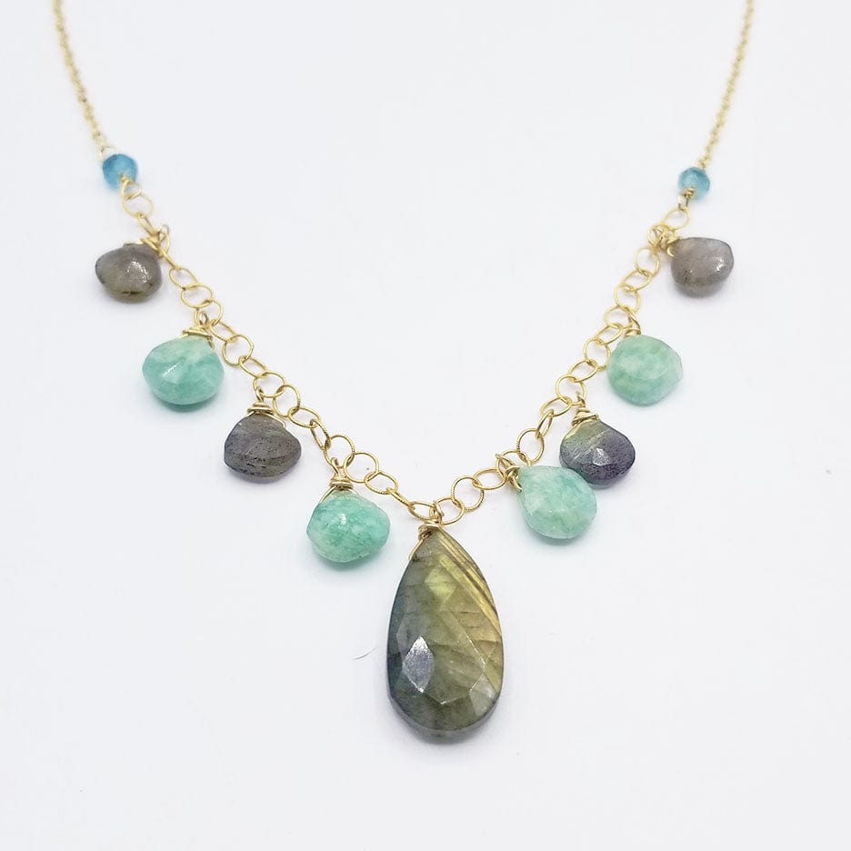 
                  
                    NKL-GF Gold Fill Labradorite and Amazonite Statement Necklace
                  
                