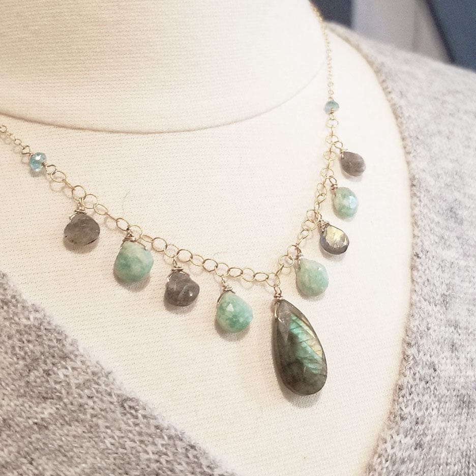 
                  
                    NKL-GF Gold Fill Labradorite and Amazonite Statement Necklace
                  
                