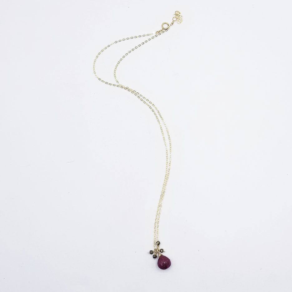 
                      
                        NKL-GF Gold Fill With Pyrite and Ruby Drop Necklace
                      
                    