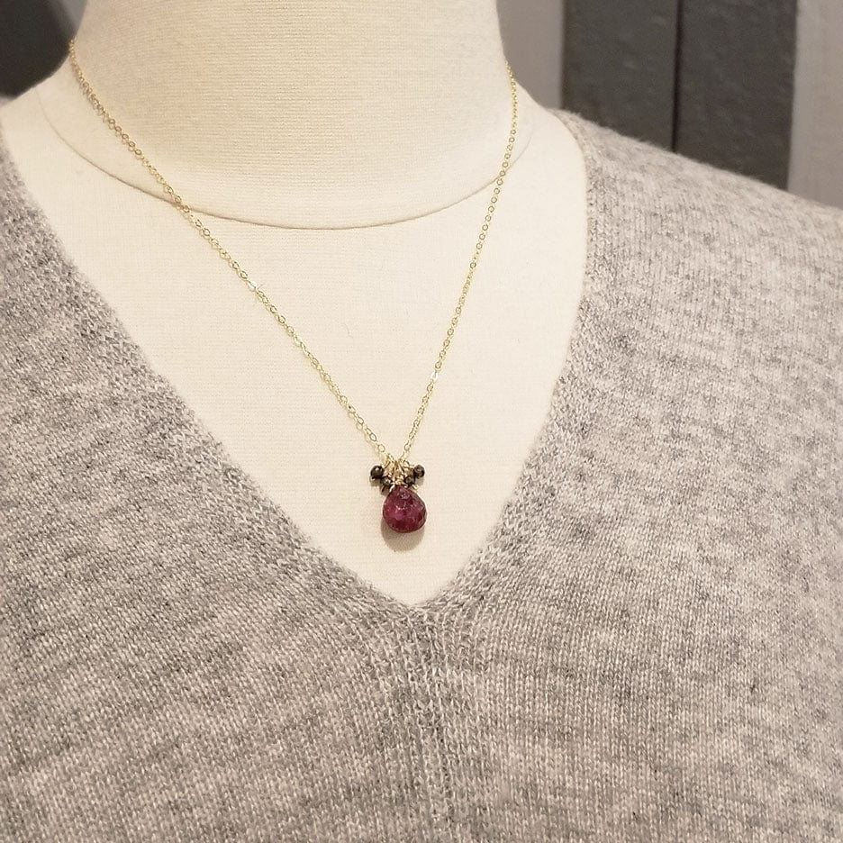 
                      
                        NKL-GF Gold Fill With Pyrite and Ruby Drop Necklace
                      
                    