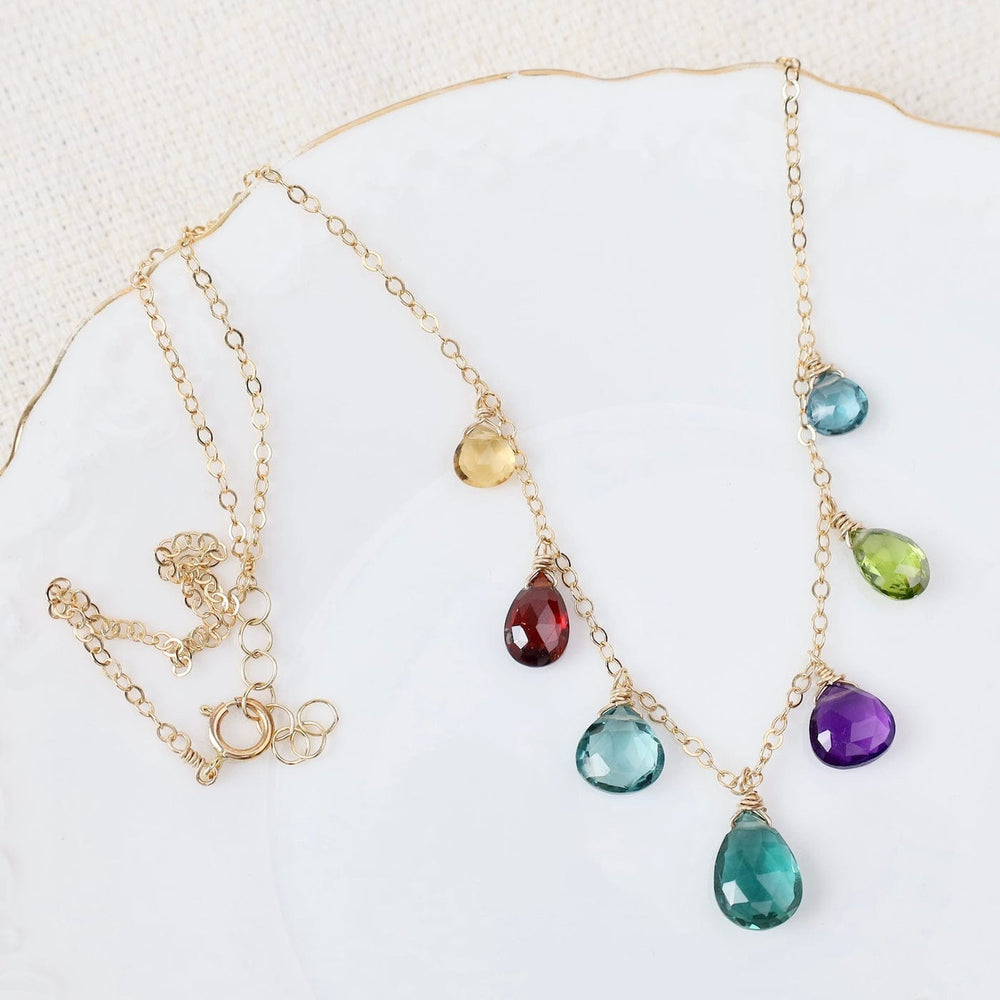 
                  
                    NKL-GF Gold Filled Cable Chain With 7 Stone Drop Jewelton
                  
                