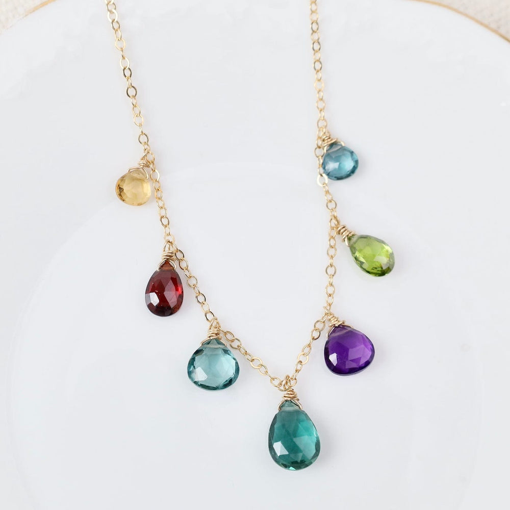 
                  
                    NKL-GF Gold Filled Cable Chain With 7 Stone Drop Jewelton
                  
                
