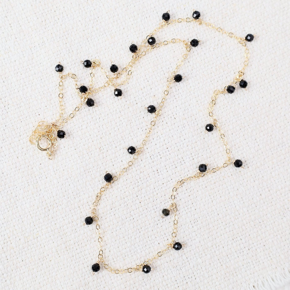 
                  
                    NKL-GF Gold Filled Cable Chain With Black Spinel Dangles
                  
                