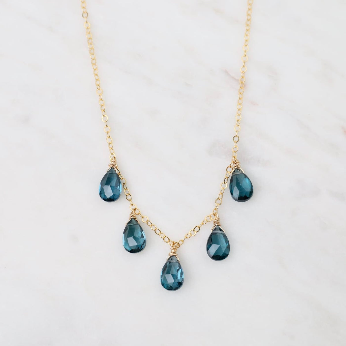 NKL-GF Gold Filled Chable Chain With 5 London Blue Topaz