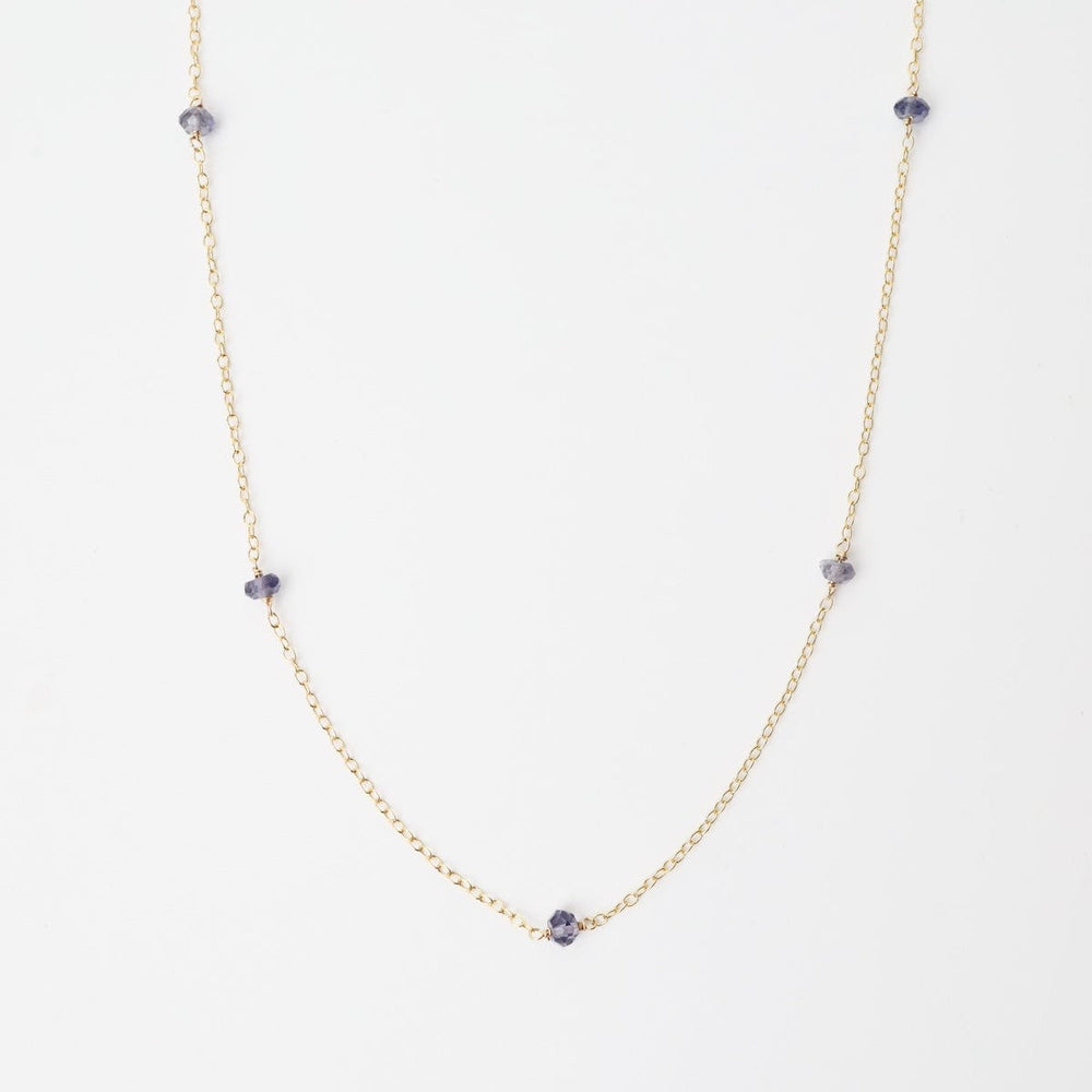 
                      
                        NKL-GF Gold Filled Chain with 5 Iolite Gemstone Station Necklace
                      
                    