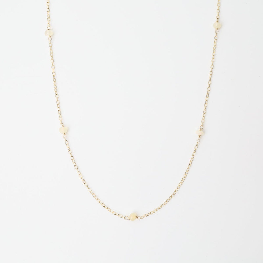 NKL-GF Gold Filled Chain with 5 Opal Gemstone Station Necklace