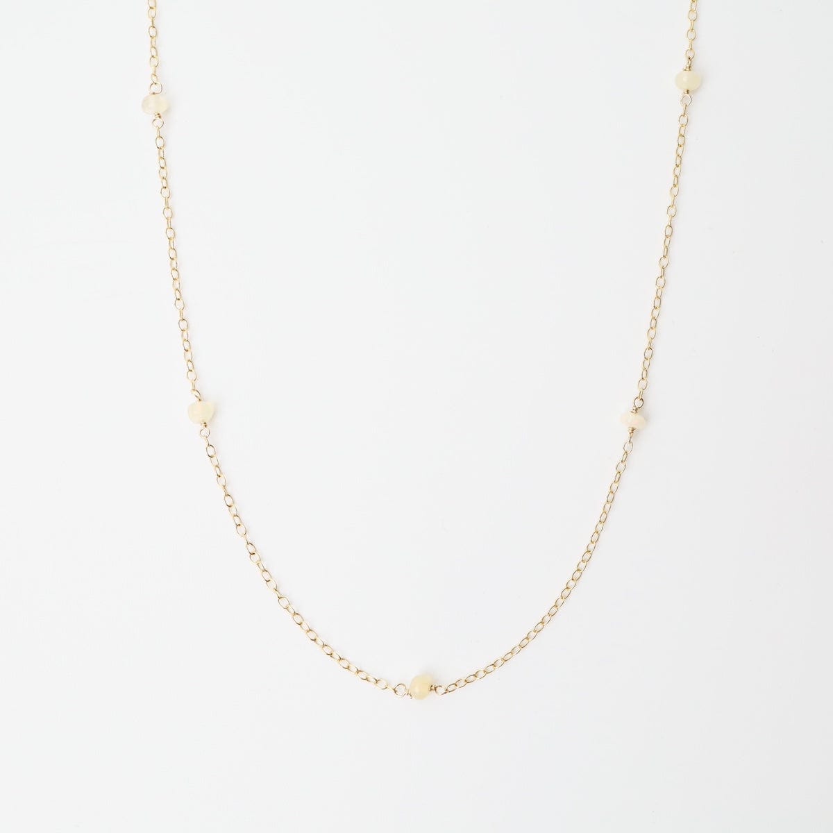 NKL-GF Gold Filled Chain with 5 Opal Gemstone Station Necklace