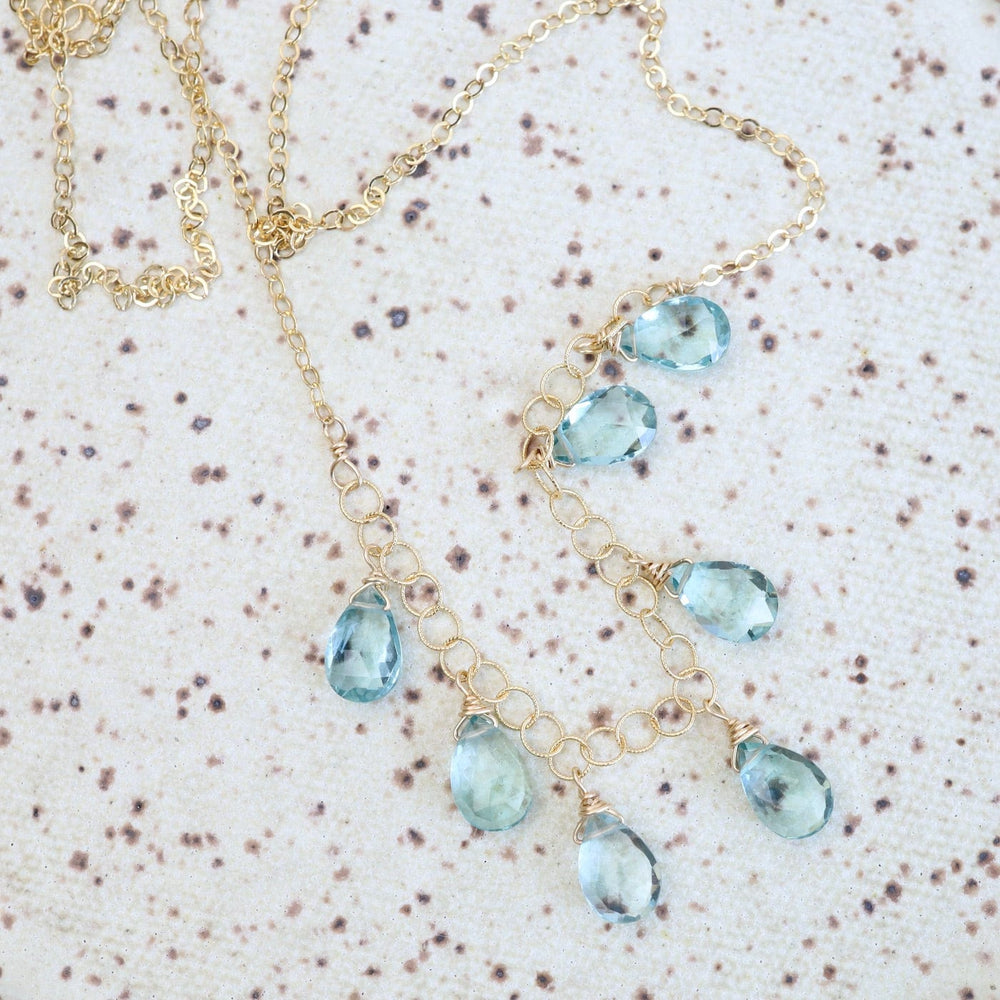 
                  
                    NKL-GF Gold Filled Chain with 7 Blue Topaz Drops  Necklace
                  
                