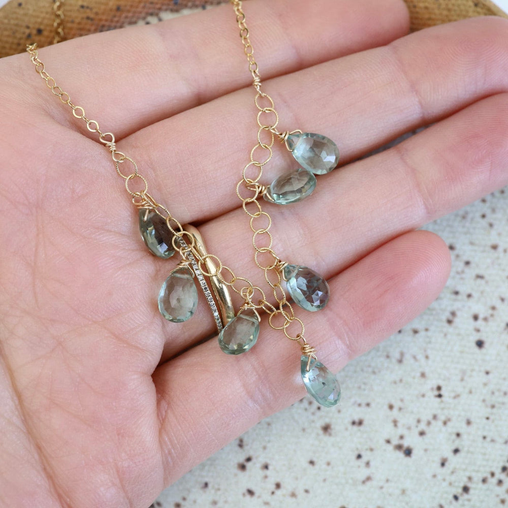 
                  
                    NKL-GF Gold Filled Chain with 7 Green Amethyst Drops  Necklace
                  
                