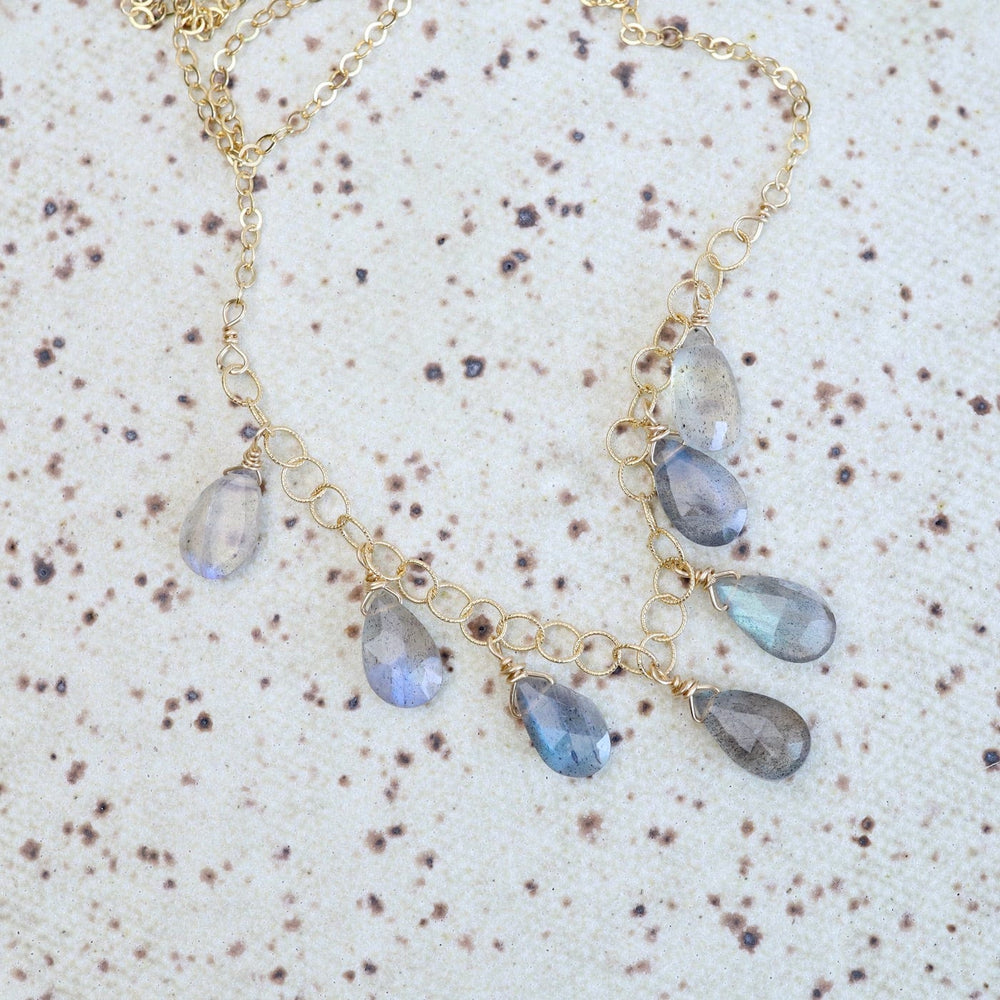 
                  
                    NKL-GF Gold Filled Chain with 7 Labradorite Drops  Necklace
                  
                