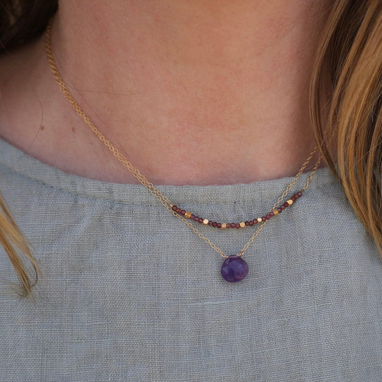 NKL-GF Gold Filled Chain with Amethyst Brio Necklace