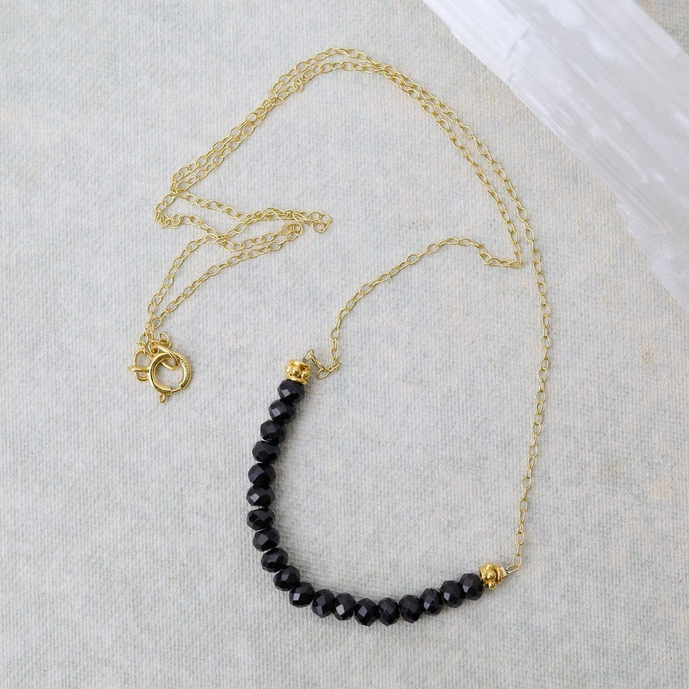 
                      
                        NKL-GF Gold Filled Chain with Gemstone Arc - Black Spinel
                      
                    