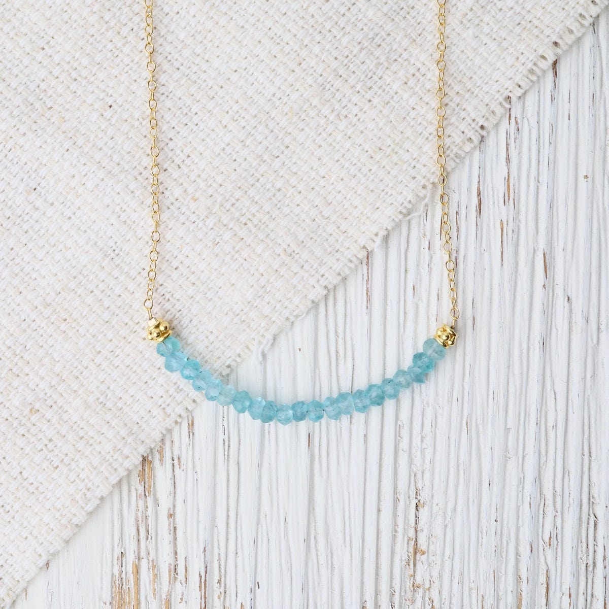 NKL-GF Gold Filled Chain with Gemstone Arc - Blue Chalcedony