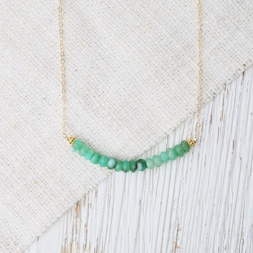 
                      
                        NKL-GF Gold Filled Chain with Gemstone Arc - Chrysoprase
                      
                    