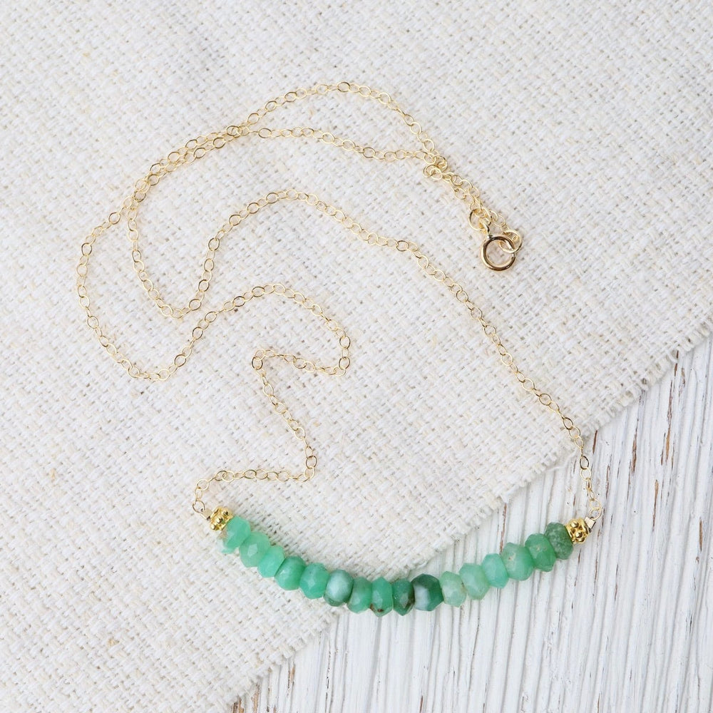 
                      
                        NKL-GF Gold Filled Chain with Gemstone Arc - Chrysoprase
                      
                    