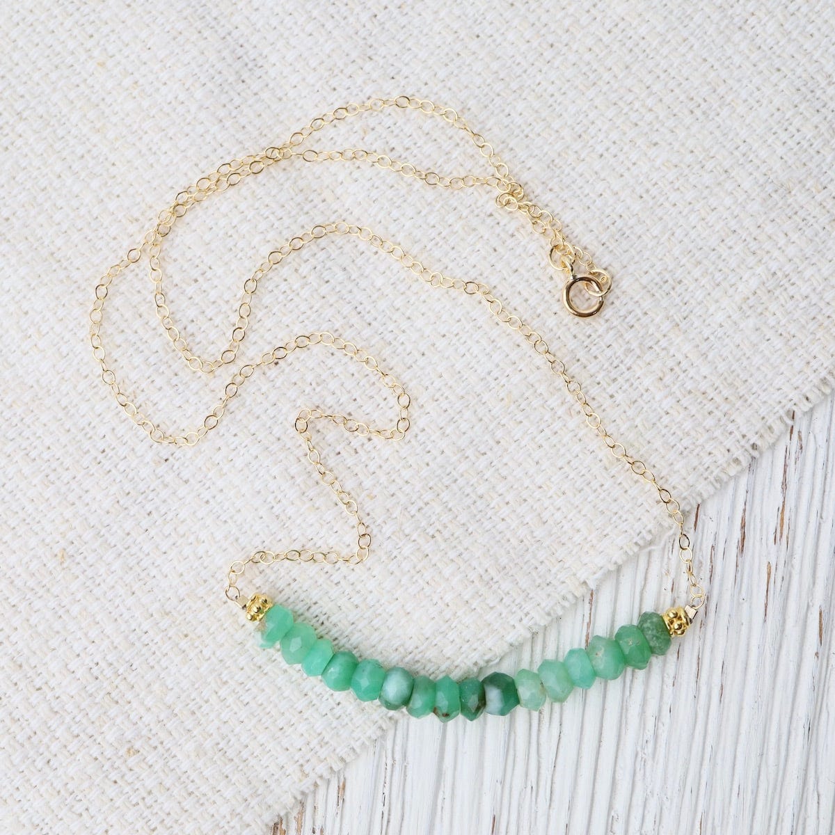 NKL-GF Gold Filled Chain with Gemstone Arc - Chrysoprase