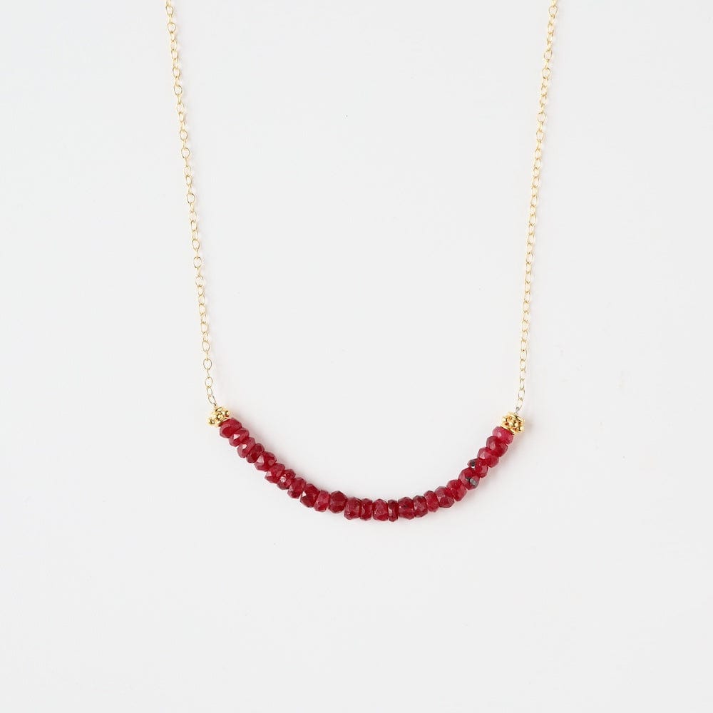 
                      
                        NKL-GF Gold Filled Chain with Gemstone Arc - Dyed Ruby
                      
                    