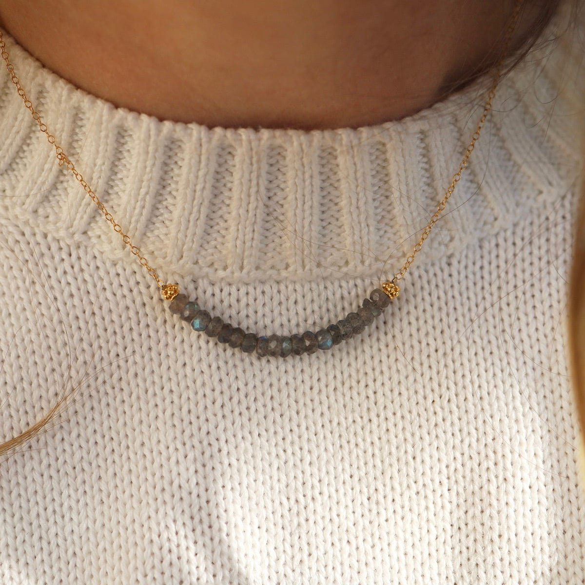 NKL-GF Gold Filled Chain with Gemstone Arc - Labradorite