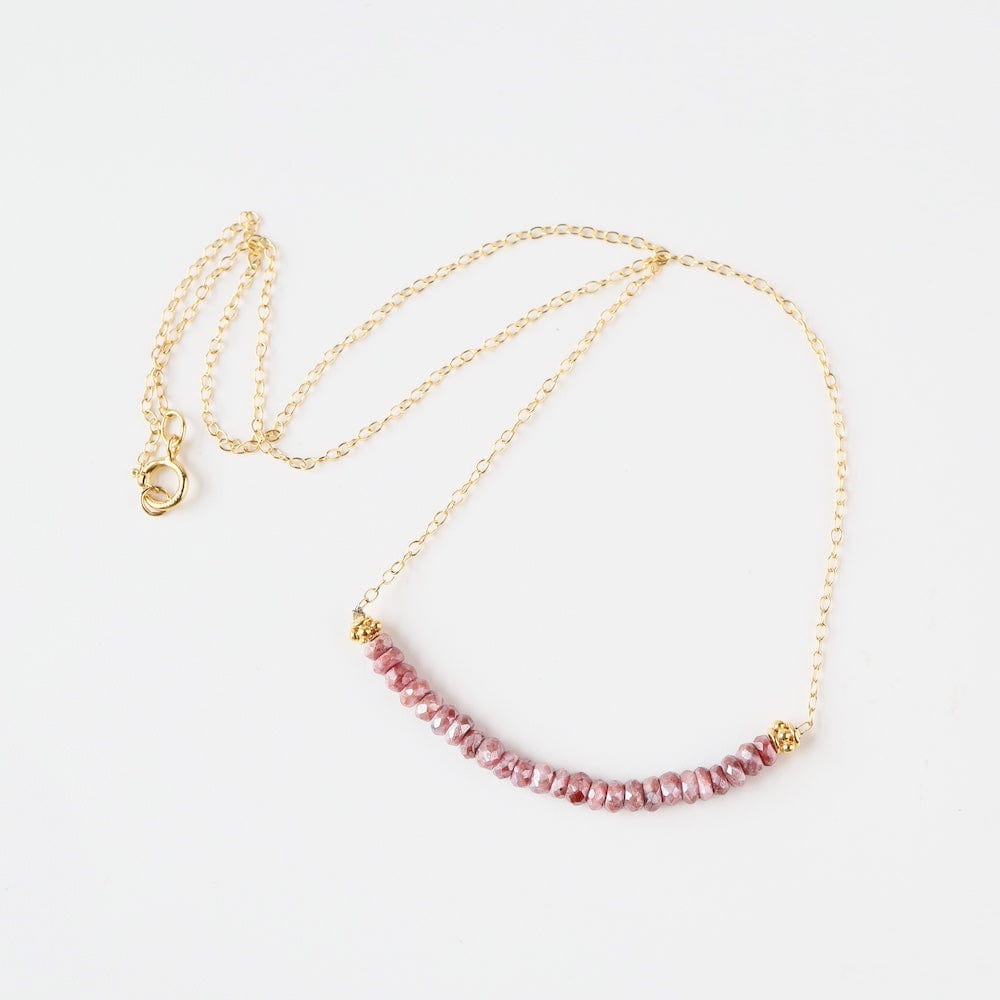 Gold Filled Chain with Pink Silverite Gemstone Arc Necklace – Dandelion ...