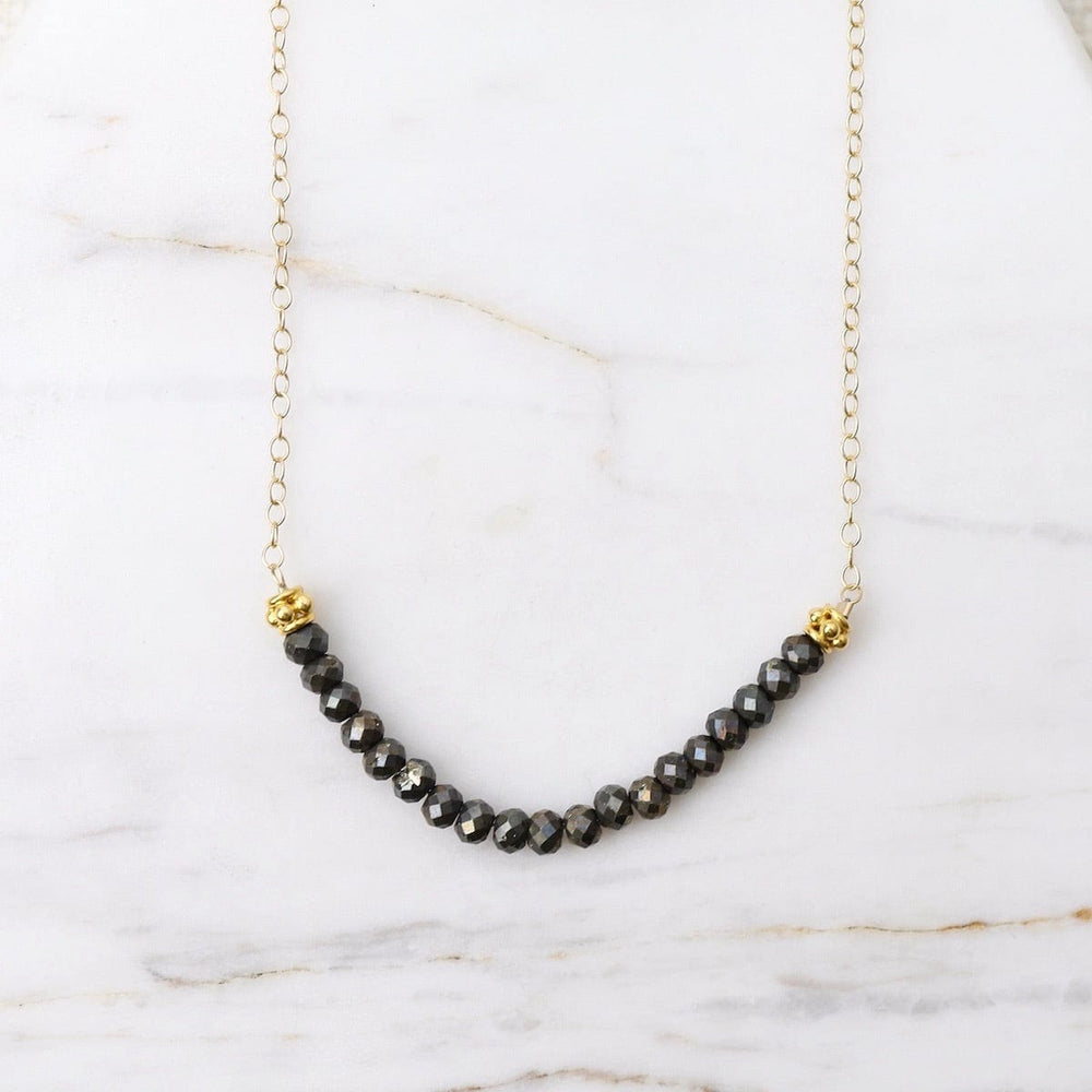 
                      
                        NKL-GF Gold Filled Chain with Gemstone Arc - Pyrite
                      
                    