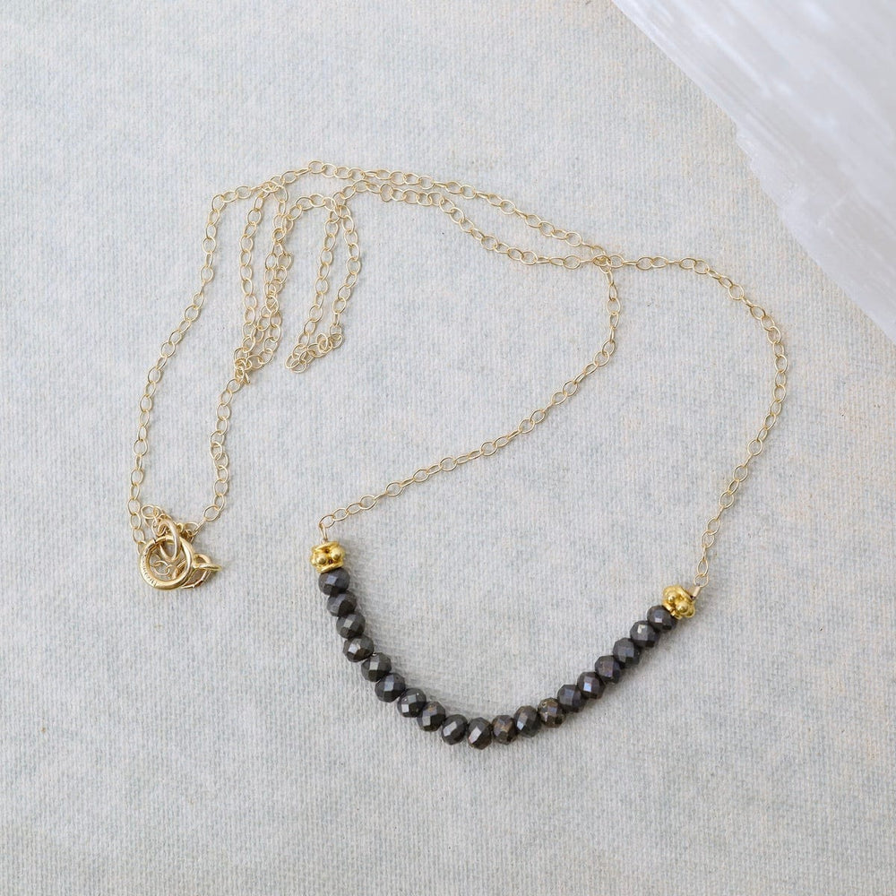 
                      
                        NKL-GF Gold Filled Chain with Gemstone Arc - Pyrite
                      
                    