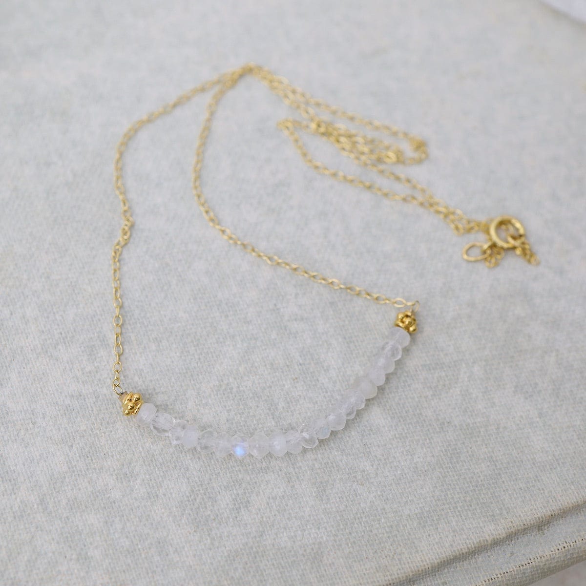 NKL-GF Gold Filled Chain with Gemstone Arc - Rainbow Moon