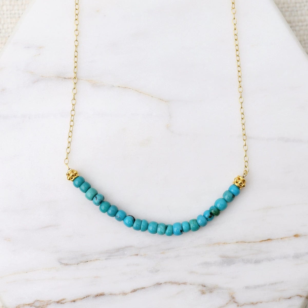 NKL-GF Gold Filled Chain with Gemstone Arc - Turquoise