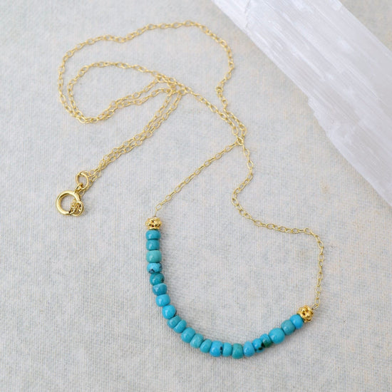 NKL-GF Gold Filled Chain with Gemstone Arc - Turquoise