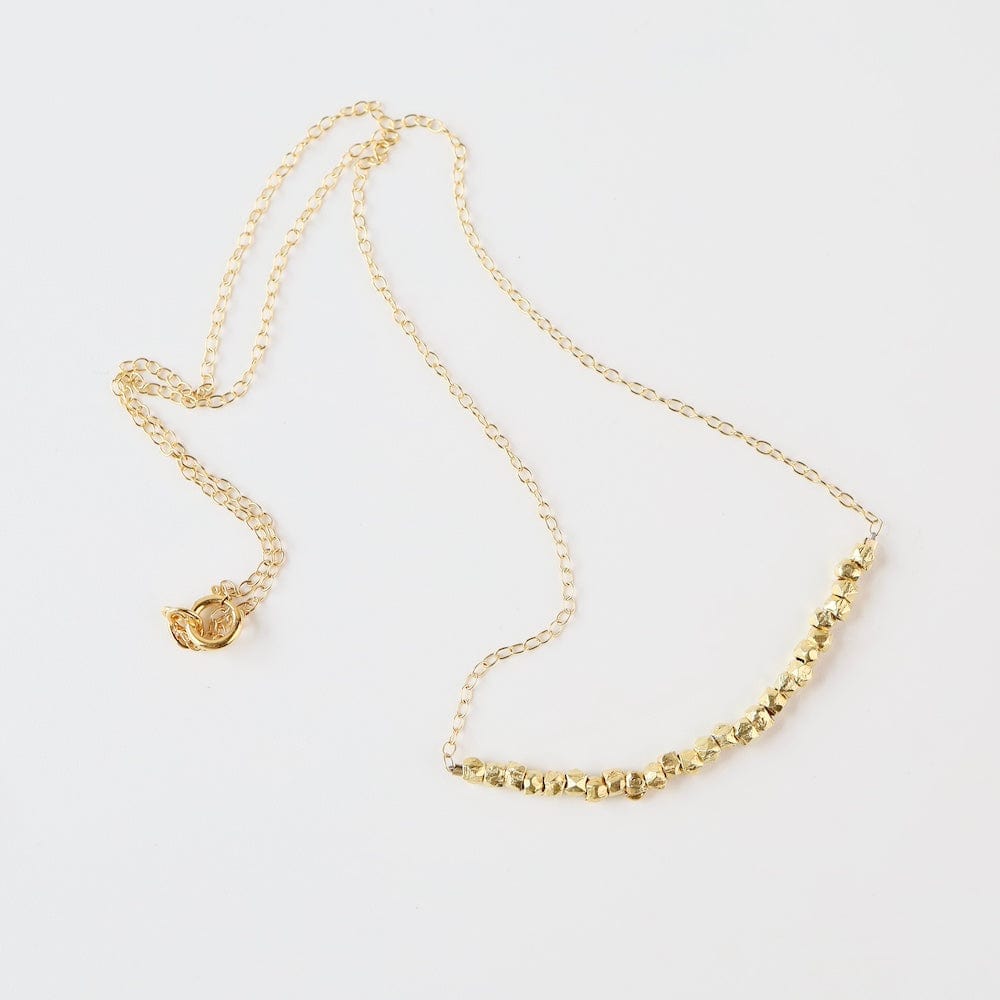 
                      
                        NKL-GF Gold Filled Chain with Gold Nuggets Gemstone Arc Necklace
                      
                    